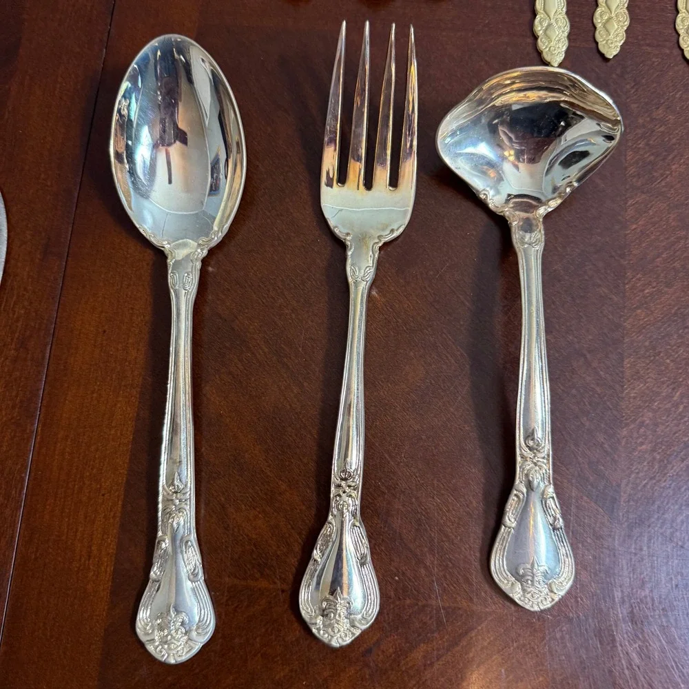 vtg Godinger Silver Plated Flatware ‎ Tea Strainer 53 Pieces floral ornate